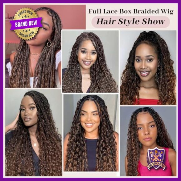 30 Inch Glueless Double Full Lace Human Hair Blended Braided Wig main image 5